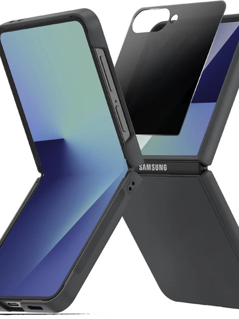 for Z Flip 7 Case with Privacy Screen Protector, Full Body Cover Anti-Scratch